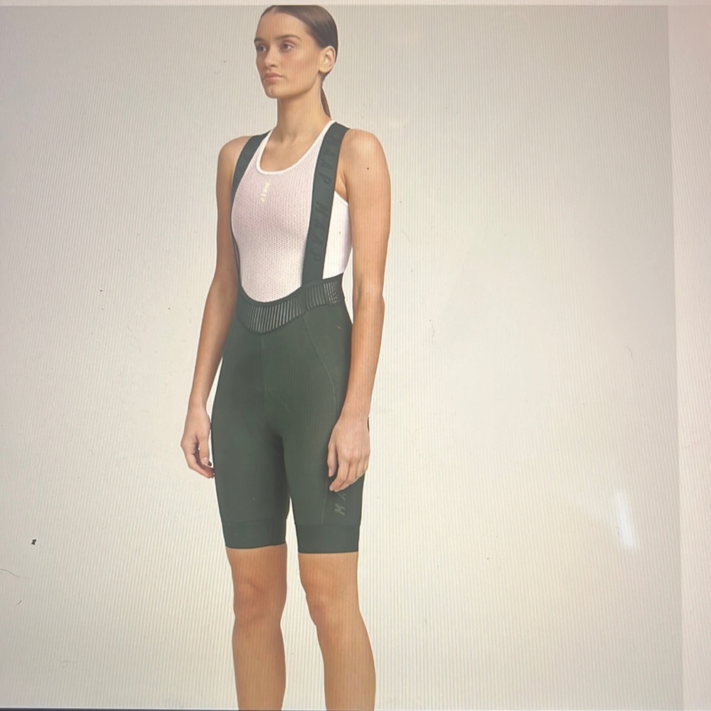 Forest green women's team bib evo, size medium brand new